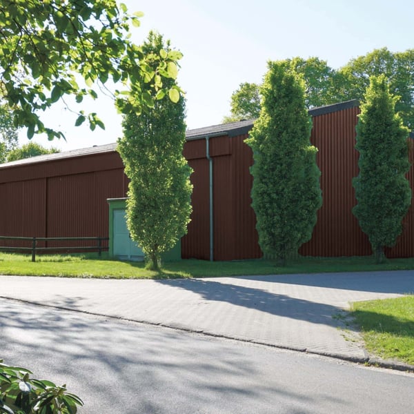 Damwandplaat 35/207 Wand, Chocoladebruin RAL 8017, als verticale wandbekleding op een hal