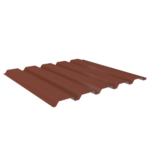 Damwandplaat 35/207 Terracotta in hoofdaanzicht, matpolyester gecoat, profiel met hoge ribben