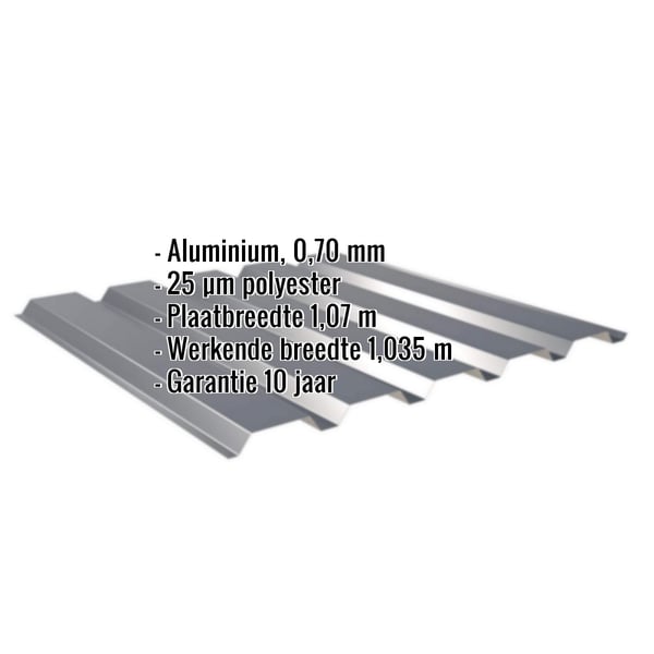 Damwandplaat 35/207 aluminium 0,70 mm antracietgrijs, met ingebouwde technische gegevens