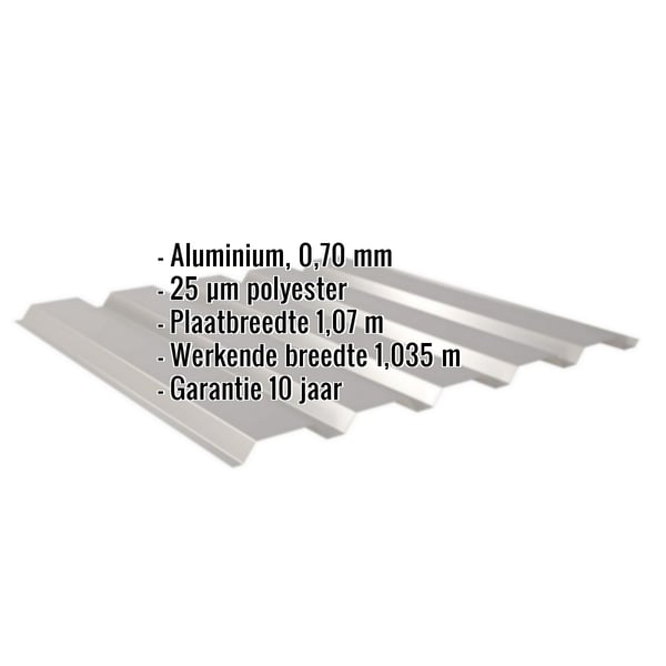 Damwandplaat 35/207 aluminium, 0,70 mm, RAL9007, met ingebouwde specificaties