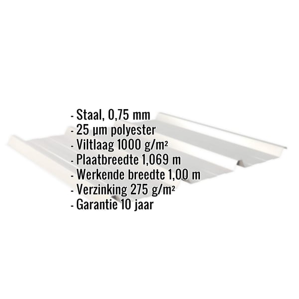 Damwandplaat 45/333 Zilver-Metallic met ingebedde productgegevens zoals materiaal, dikte en coating
