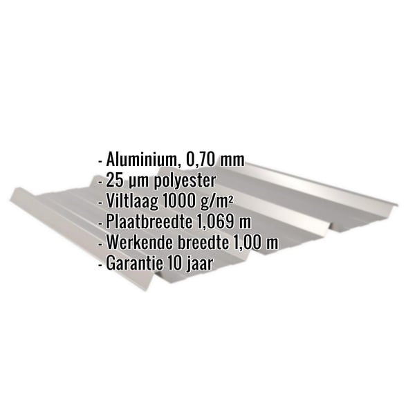 Damwandplaat 45/333 aluminium 0,70 mm, grijs, met ingebedde productgegevens