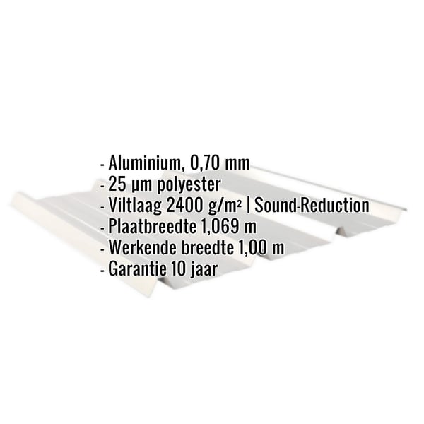 Damwandplaat 45/333 aluminium Zilver-Metallic, infografiek met specificaties en Sound-Reduction