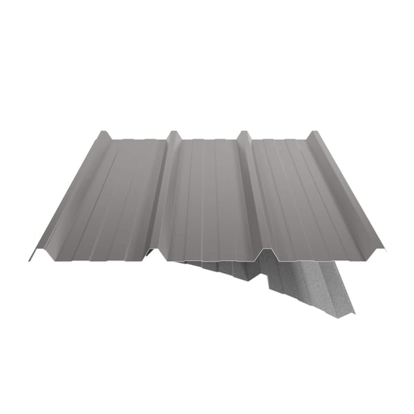 Damwandplaat 45/333, grijs aluminiumkleurig, met anti-condensvlies, schuine doorsnede