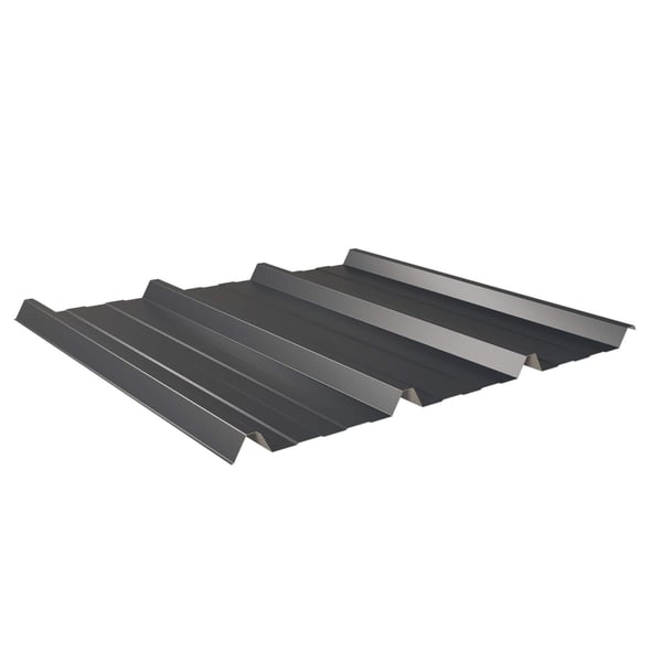 Damwandplaat 45/333 Antracietgrijs, bovenaanzicht, 0,50 mm staal met Puramid coating