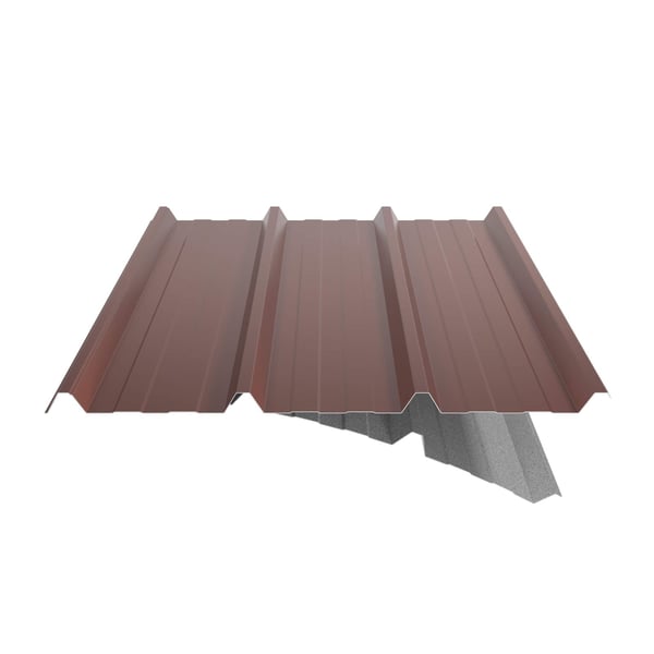 Damwandplaat 45/333 aluminium Roodbruin met anti-condensvlies, perspectivische dwarsdoorsnede