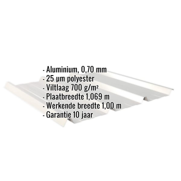 Damwandplaat 45/333 aluminium Zilver-Metallic met ingebedde technische gegevens en garantie-informatie
