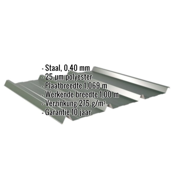Damwandplaat 45/333 | Dak | Restpartij | Staal 0,40 mm | 25 µm Polyester | 6020 - Chroomoxydegroen