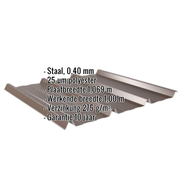 Damwandplaat 45/333 | Dak | Restpartij | Staal 0,40 mm | 25 µm Polyester | 8014 - Sepiabruin