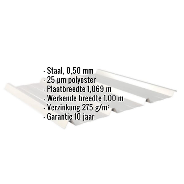 Damwandplaat 45/333, Zilver-Metallic, met ingebedde specificaties voor materiaal, dikte en coating