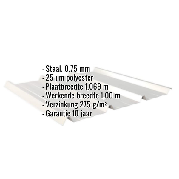 Damwandplaat 45/333 in Zilver-Metallic met ingebedde gegevens over materiaal, dikte en coating