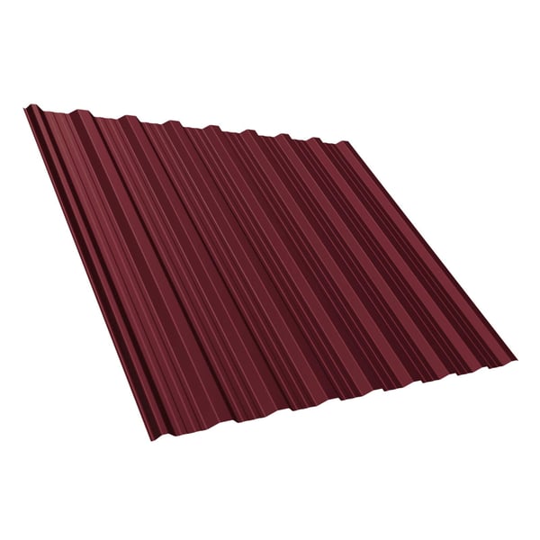 Damwandplaat T18DR wijnrood RAL 3005, 0,50 mm, 25 µm polyestercoating, hoofdaanzicht