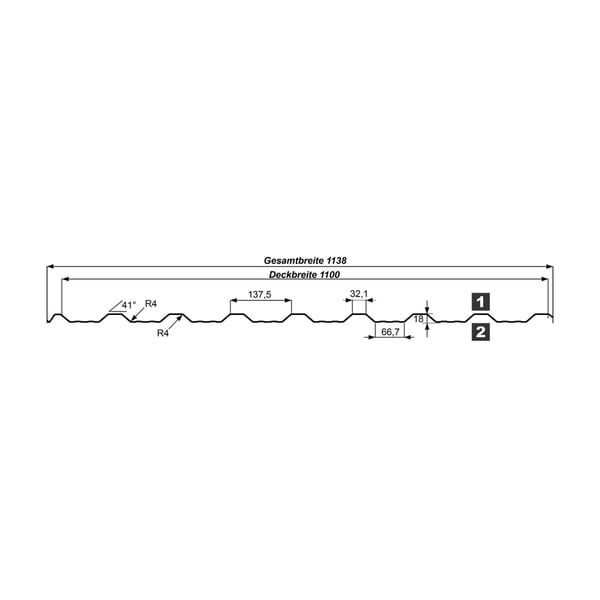 Technische tekening damwandplaat T18DR met profielafmetingen en totale/werkende breedte
