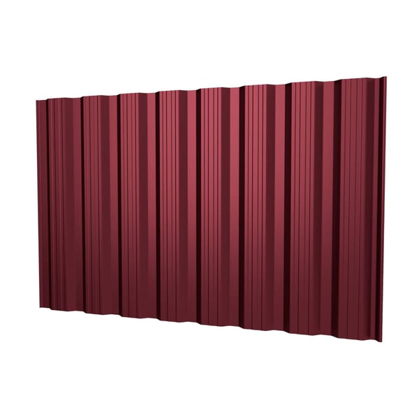 Damwandplaat T18DR wand Wijnrood, 0,50 mm, hoofdweergave van de profielstructuur