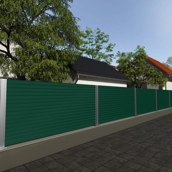 Damwandplaat T18DR Mosgroen (RAL 6005) als schuttingbekleding buiten