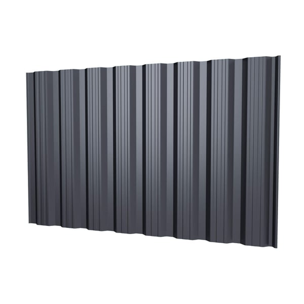 Damwandplaat T18DR Grafietgrijs, 0,50 mm, 25 µm polyester, hoofdaanzicht van de profielstructuur