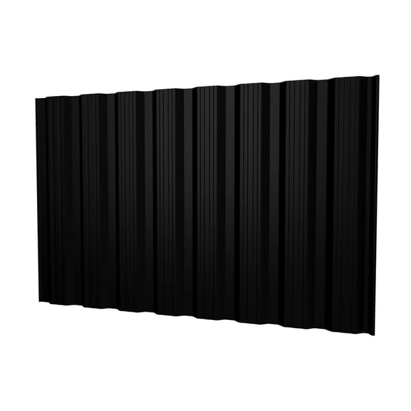 Damwandplaat T18DR Gitzwart RAL 9005, 0,50 mm, hoofdweergave van de profielplaat