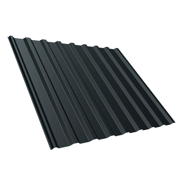 Damwandplaat T20M van staal, 0,40 mm dik, in antracietgrijs RAL 7016, met 25 µm polyester coating