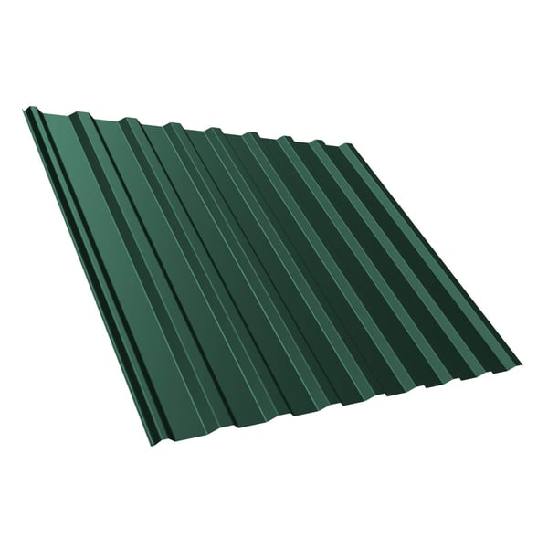 Damwandplaat T20M mosgroen (RAL 6005) van 0,63 mm staal met 25 µm polyester coating, hoofdaanzicht
