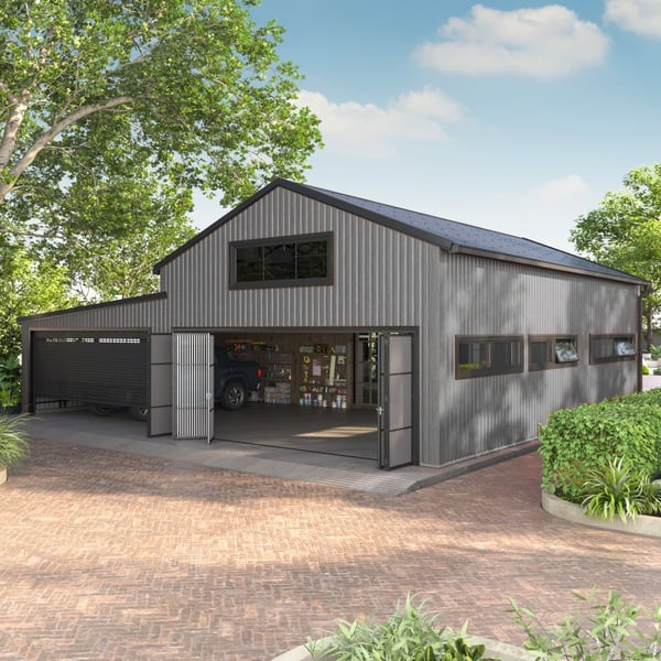 Bedrijfsgebouw met Zilver-Metallic damwandplaat T20M wand als gevelbekleding, toepassingsvoorbeeld