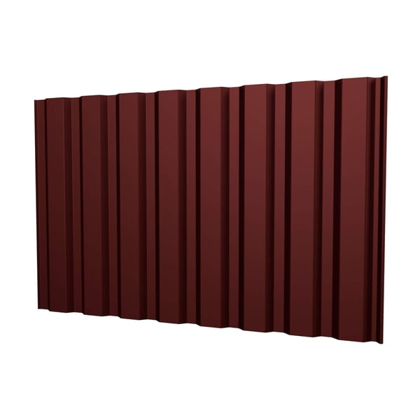 Damwandplaat T20M wand Roodbruin RAL 8012, 0,63 mm, 25 µm polyester, hoofdaanzicht schuin van voren