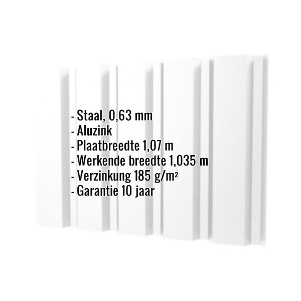 damwandplaat T35/207M Aluzink 0,63 mm met ingebedde specificaties zoals staal en garantie