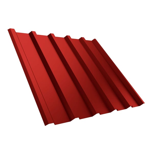 Damwandplaat T35MD Koraalrood RAL 3016, 0,50 mm, hoofdaanzicht schuin van boven