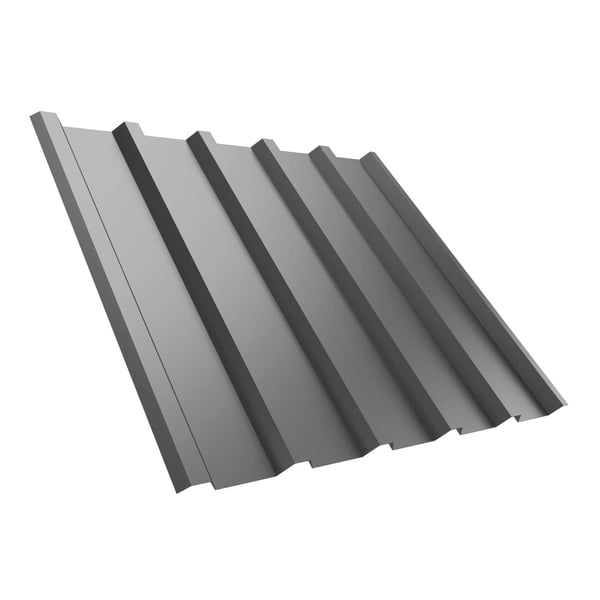 Damwandplaat T35MD Zilver-Metallic, 0,50 mm, 25 µm polyestercoating, hoofdaanzicht schuin van boven