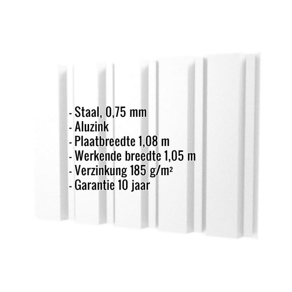 Damwandplaat T35M Aluzink, 0,75 mm, met ingebedde technische specificaties