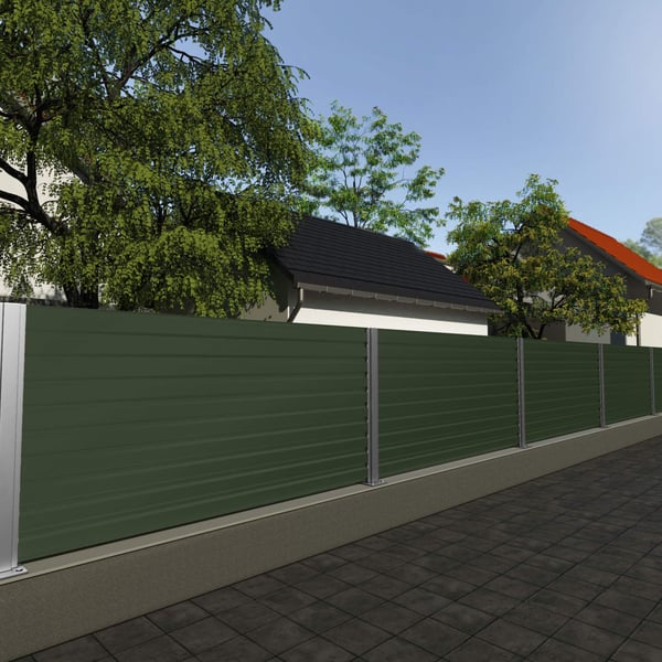 Damwandplaat T35M wand Chroomoxydegroen als schuttingbekleding buiten