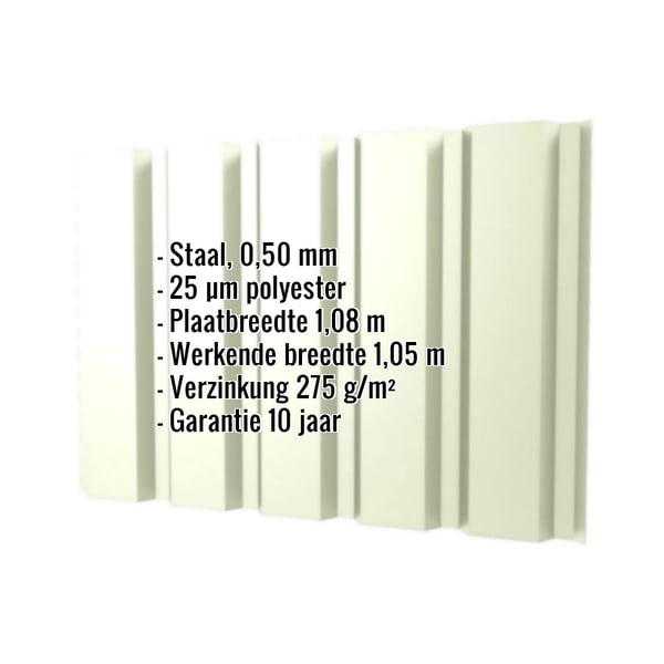 Damwandplaat T35M wand Grijswit, 0,50 mm, met ingebouwde technische gegevens