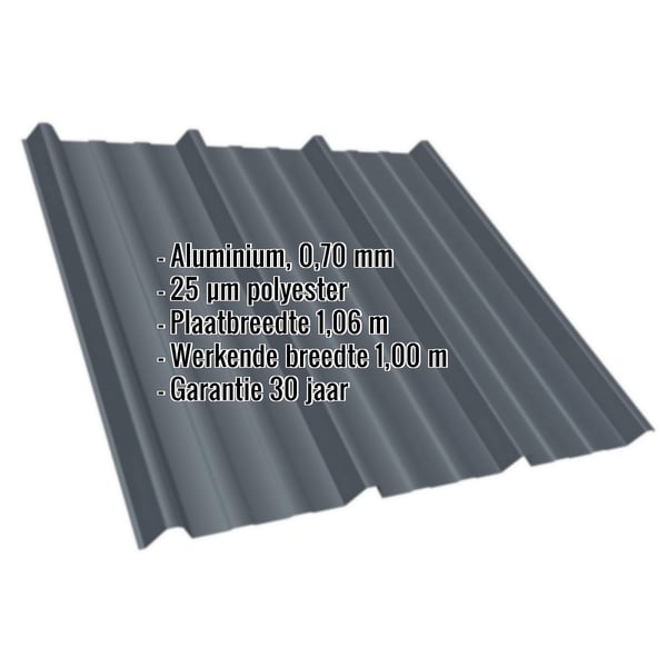 Damwandplaat T45/333MD aluminium 0,70 mm antracietgrijs met ingebedde productdetails