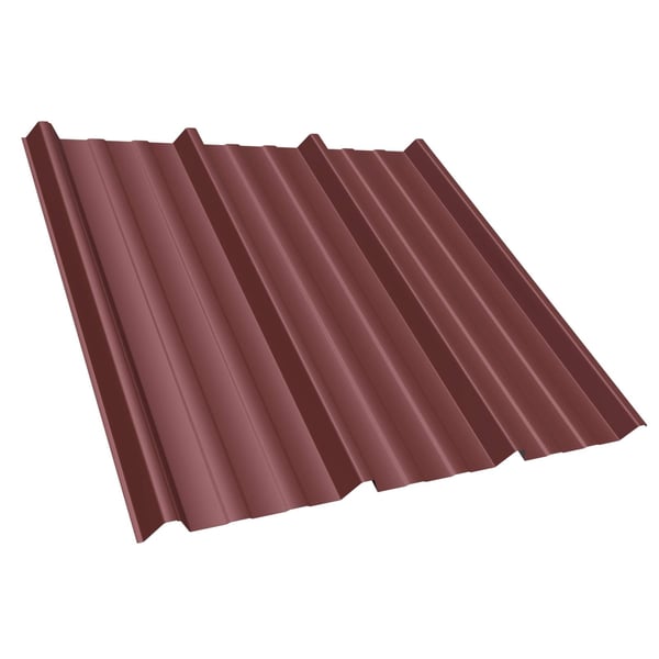 Damwandplaat T45/333MD roodbruin RAL 8012, 0,50 mm staal met 25 µm polyester, hoofdaanzicht