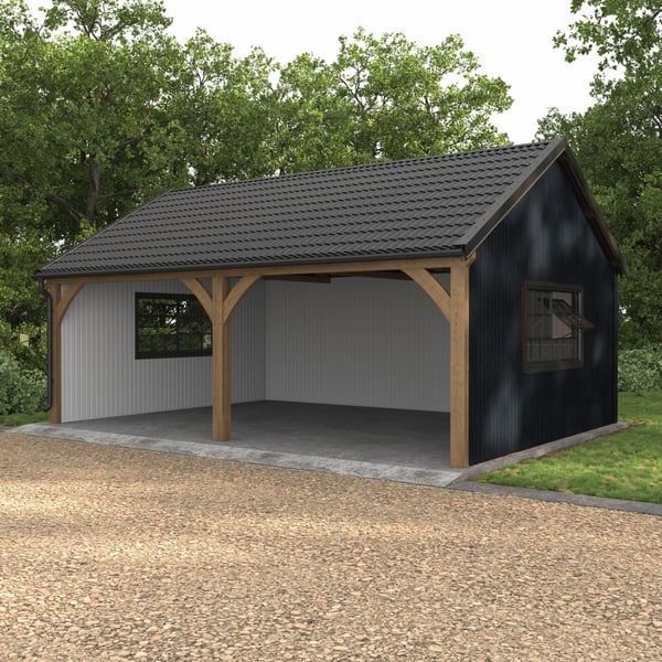 Damwandplaat T7M wand, antracietgrijs RAL 7016, 0,63 mm, PURLAK, als gevel van een carport
