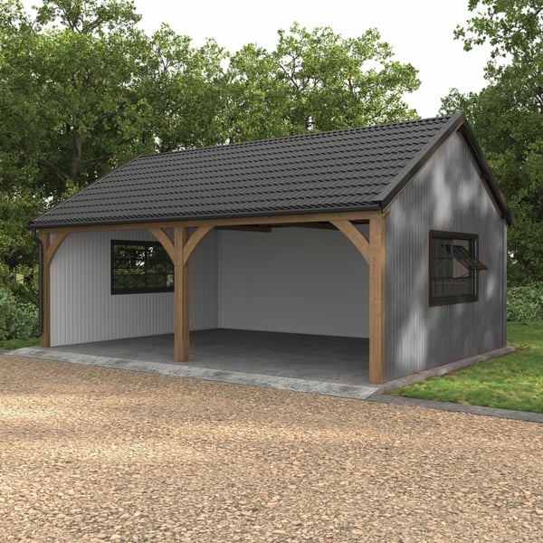 Damwandplaat T7M wand Zilver-Metallic op een garage met houten constructie, 0,75 mm dikte