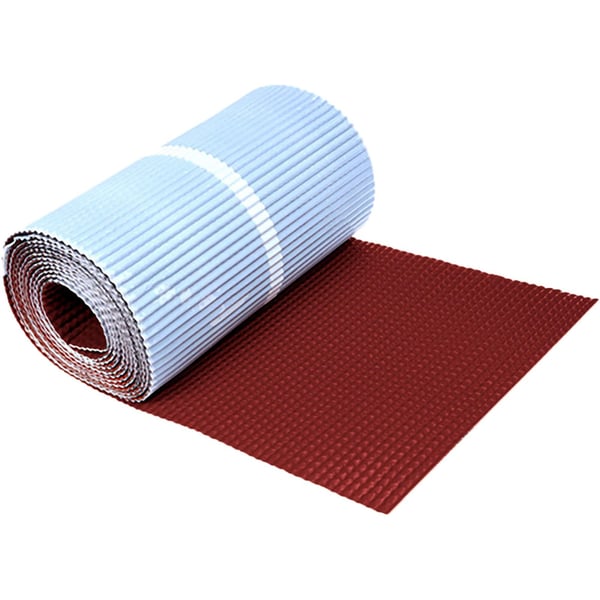 Schoorsteendichtband, rol met purperrode (RAL 3004) bitumen bovenzijde en blauwe beschermfolie