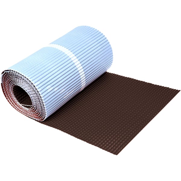 Schoorsteendichtband, bitumen, kleur Chocoladebruin RAL 8017, rol 5,00 m, bovenzijde lichtblauw geribbeld