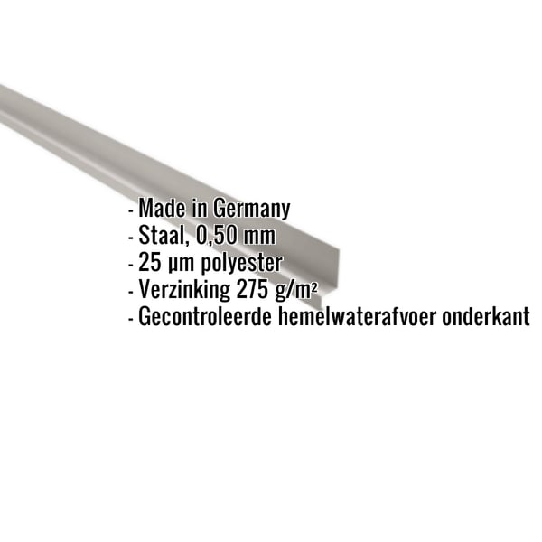 Sokkelprofiel staal lichtgrijs RAL 7035, 0,50 mm, met ingebedde productdetails