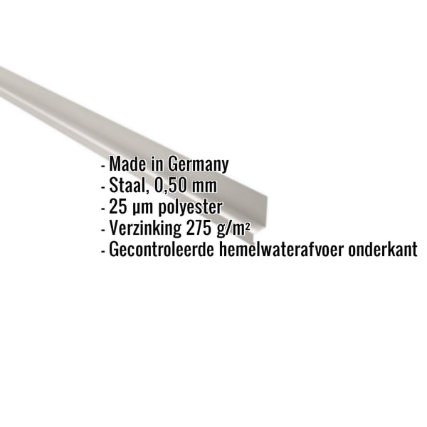 Plint Zuiverwit RAL 9010, 0,50 mm staal, met ingebedde productgegevens