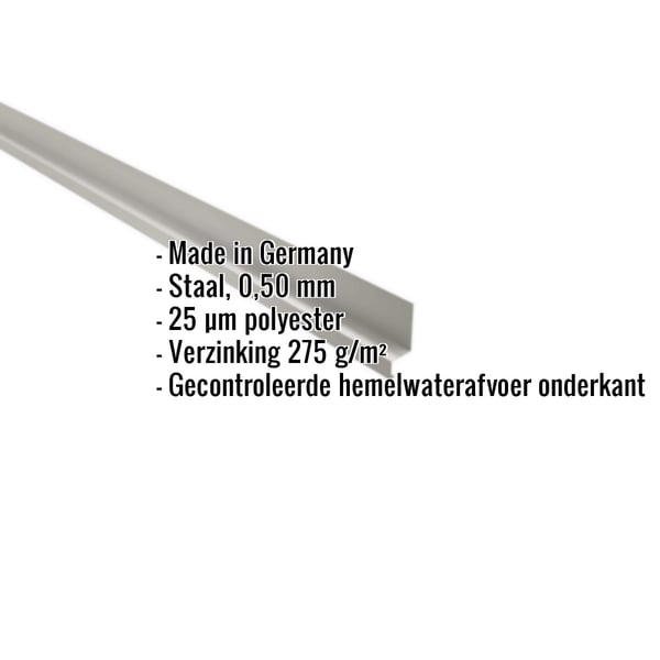 Sokkelprofiel Zilver-Metallic, 0,50 mm staal, met ingebedde productgegevens over materiaal en coating