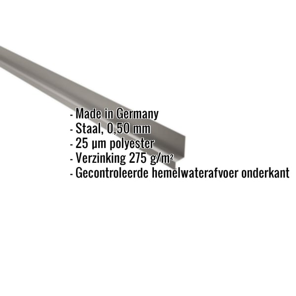 Plint staal 0,50 mm RAL9007 met ingebouwde productgegevens