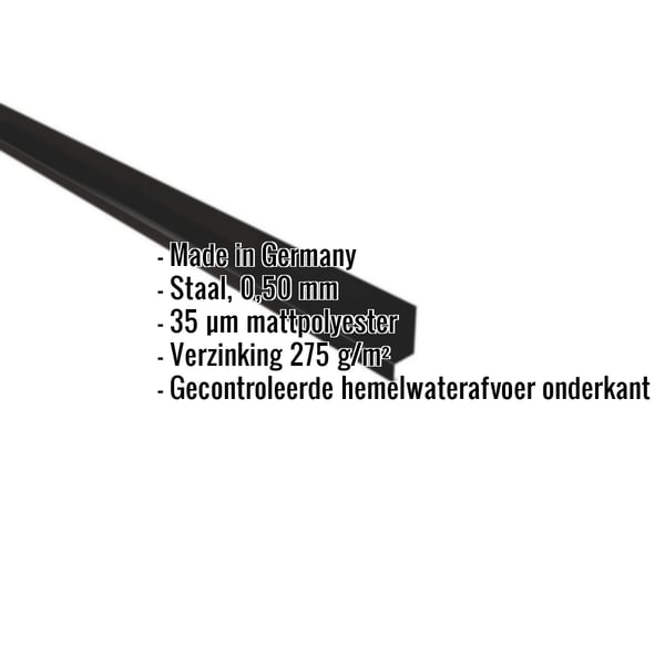 Plint staal 0,50 mm zwart matpolyester met ingebedde productdetails