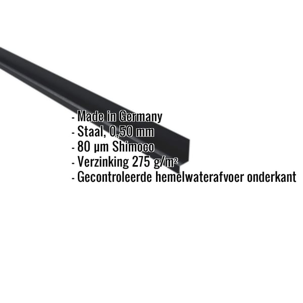 Plint antracietgrijs 0,50 mm staal met Shimoco coating en ingebedde productdetails