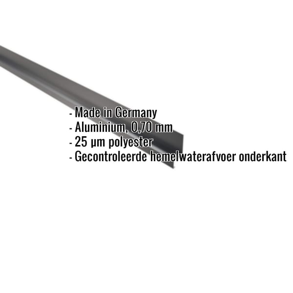 Sokkelprofiel aluminium Antracietgrijs met ingebedde productdetails zoals materiaal en dikte