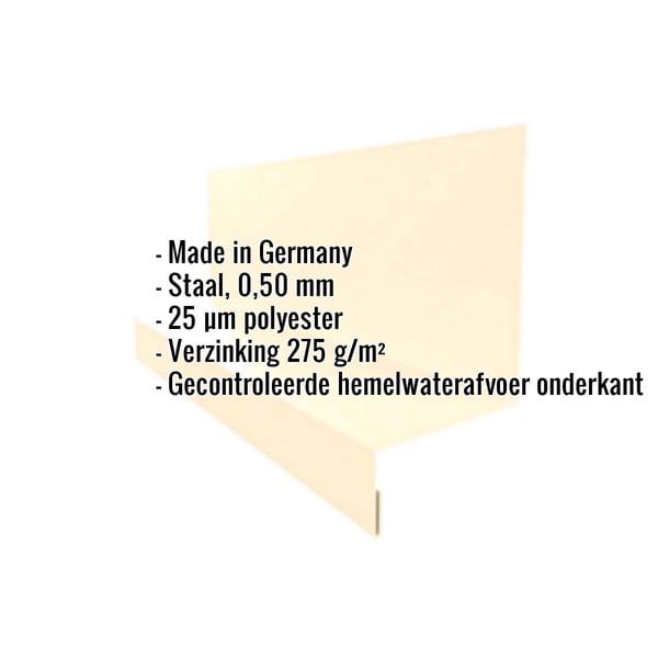 Sokkelprofiel Type 1 staal 0,50 mm licht ivoorkleurig (RAL 1015) met ingebedde productgegevens