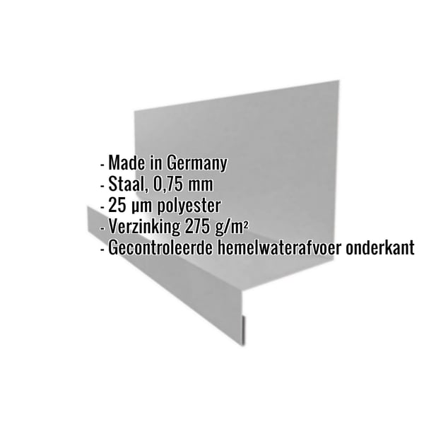 Plint Type 1 van grijs aluminiumkleurig staal, 0,75 mm, met ingebedde specificaties