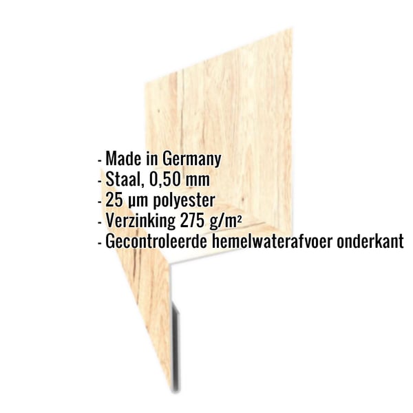Plint Type 2 van staal 0,50 mm in Esdoorn met 25 µm polyestercoating, met ingebedde gegevens