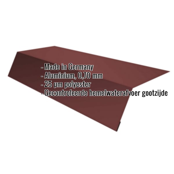 Dakgootprofiel aluminium 0,70 mm Roodbruin (RAL 8012) met polyestercoating en ingebedde productdetails