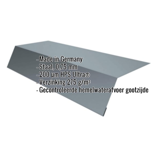 Dakgootprofiel Venstergrijs RAL 7040, 0,75 mm staal, met ingebouwde productdetails