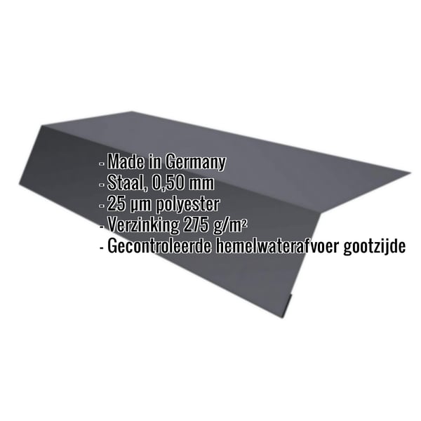 Dakgootprofiel staal 0,50 mm grafietgrijs RAL 7024 met productdetails
